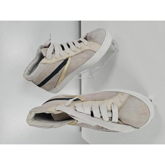 Freshly Picked Shoes - Freshly Picked Stylish Mid-Top Sneakers in Beige with Gold and Green Accents